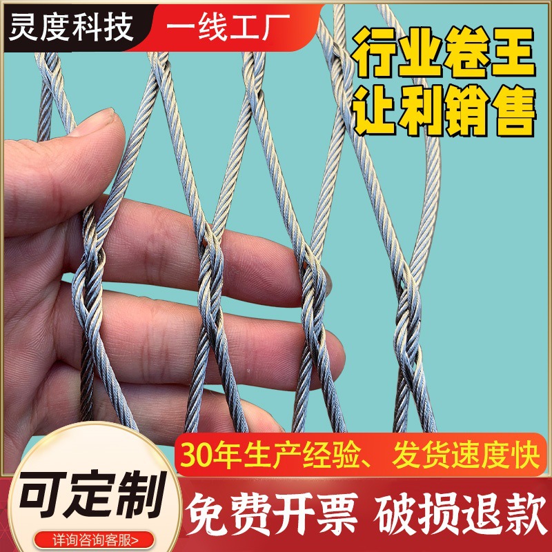 Green Plant Climbing Stainless Steel Rope Net Tianjing Balcony High-Altitude Anti-Fall Net Anti-Fall Wire Rope Net Greenhouse Windproof Net