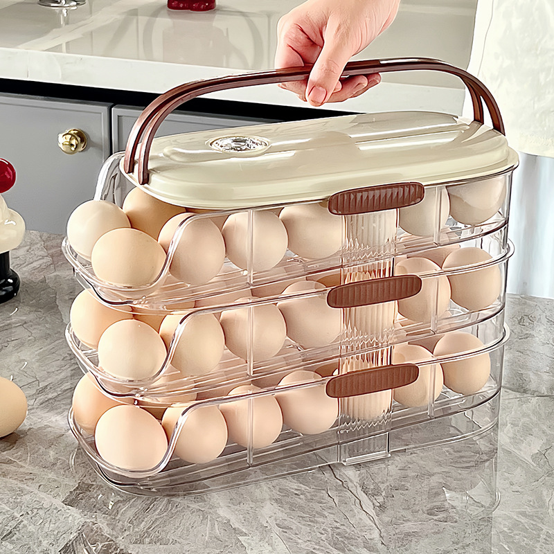 Household Refrigerator Side Door Special Rolling Egg Storage Box Slide Type Stackable Egg Tray Automatic Refilling Egg Rack