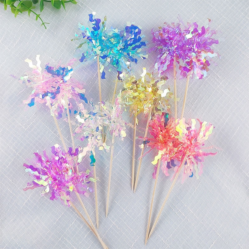 Creative Colorful Cake Decoration Rim Ins Colorful Rain Silk Cake Insert Birthday Dress Baking Insert 5 Pack