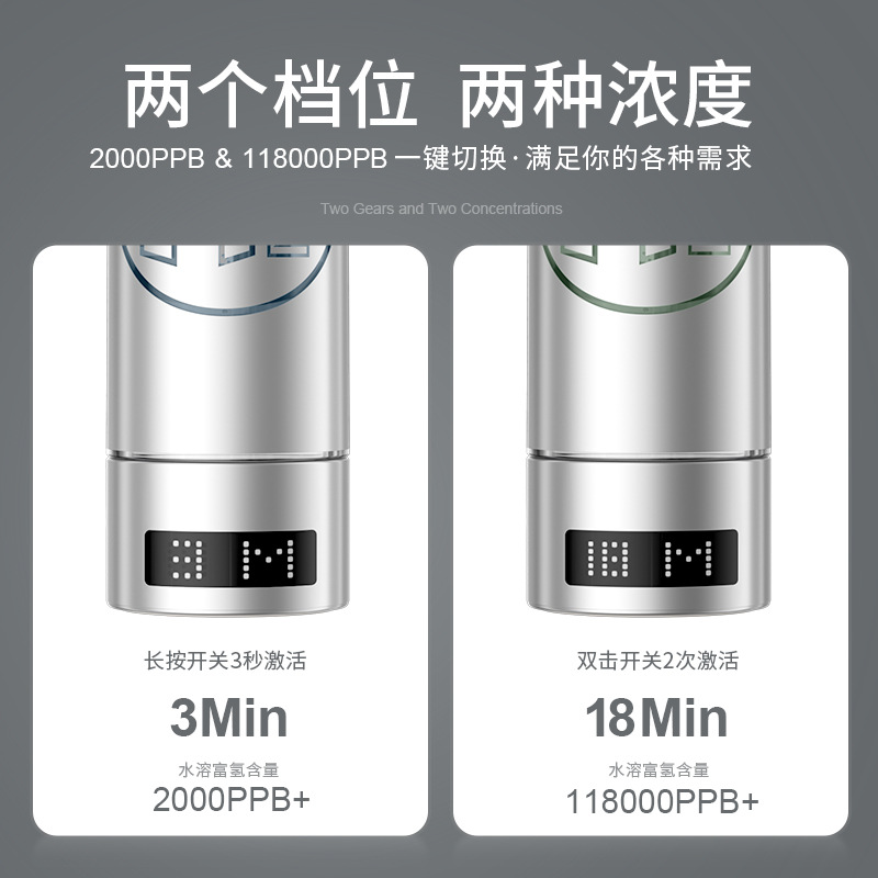 H2 Double-Layer Hydrogen Water Cup Spe Film Electrolytic Water Cup Three-In-One Hydrogen-Rich Water Cup Classy Business Gift Hydrogen Making Cup