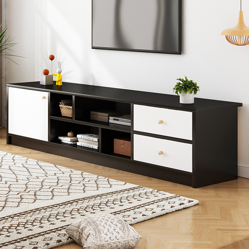 Yijiada TV Cabinet Coffee Table Combination Modern Simple Small Apartment Home Living Room Bedroom Imitation Solid Wood TV Cabinet