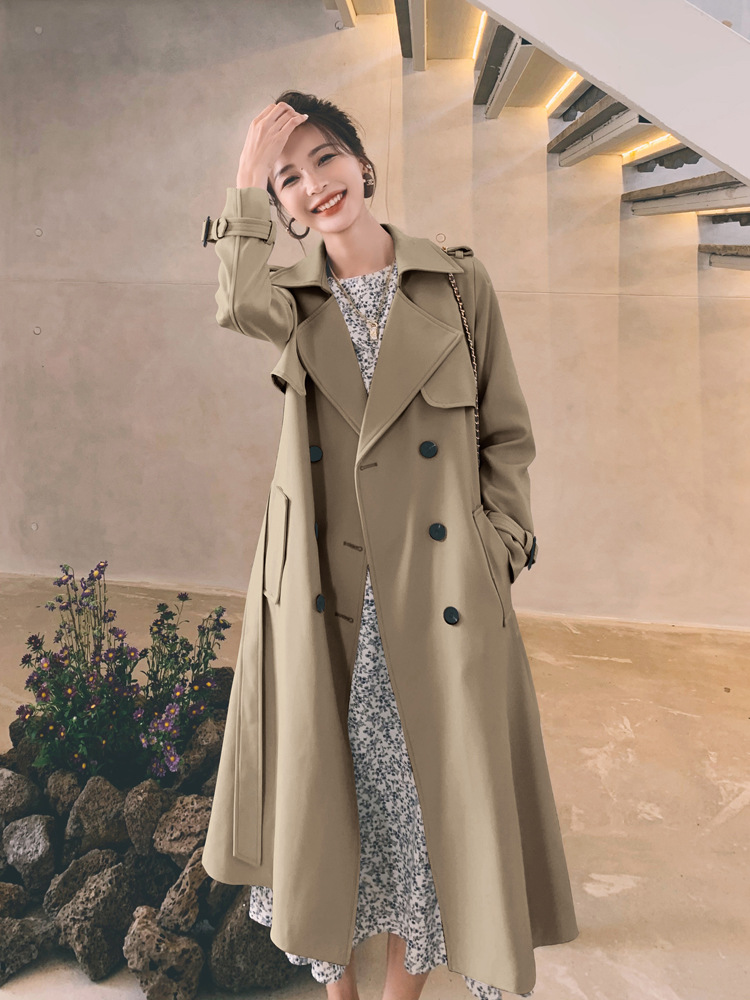 Windbreaker Autumn Women's Long Coat 2025 New High-End British Style Lace-Up Slimming Elegant Commuting Drape Coat Jacket