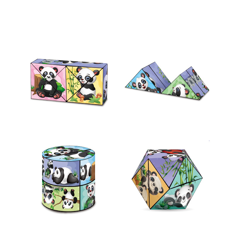 Panda Pattern 3D Stereo Infinite Magic Cube Geometric Space Thinking Deformation Building Blocks Flip Kidsren's Educational Toys