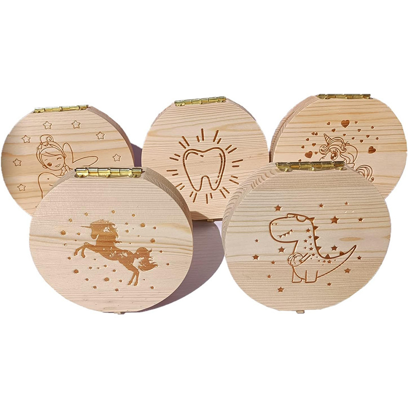 Manufacturer Supply of New Tooth House Wooden Deciduous Tooth Box, Lanugo Umbilical Cord Tooth Collection Box, Infant Souvenir Box