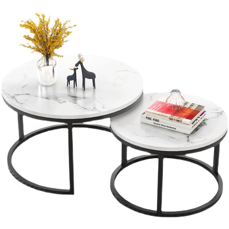 Nordic Style Cyber Popular Simple Coffee Table Modern Creative Home Round Coffee Table Living Room High Feeling Iron Light Luxury Round Size