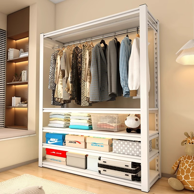 Simple Wardrobe Multi-Layer Rental Wrought Iron Bedroom Home Assembly Rack Floor-Standing Clothes Hanger Storage Shelf