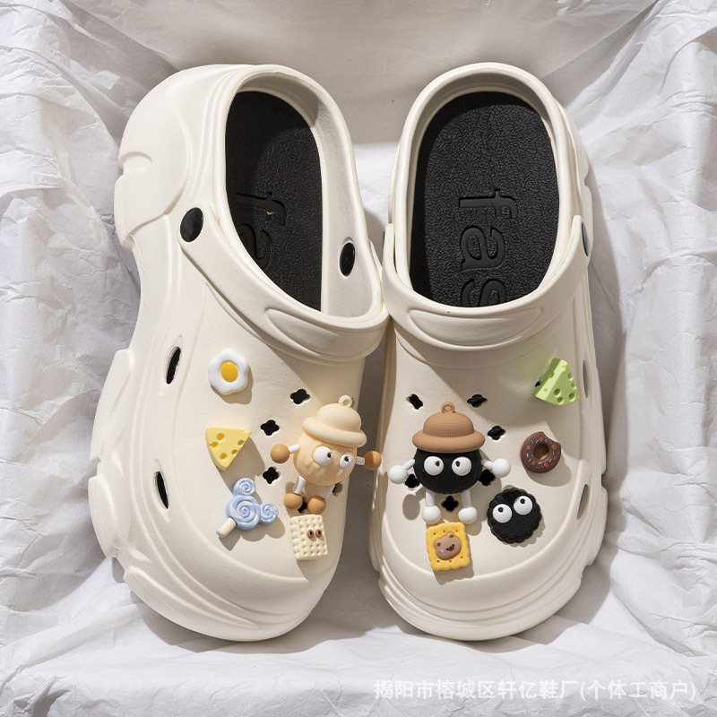 Eva Breathable Anti-Odor Clogs for Women in Summer, Closed-Toe Slippers with Thick Soles, Non-Slip Beach Height-Increasing Shoes for Outdoor Wear