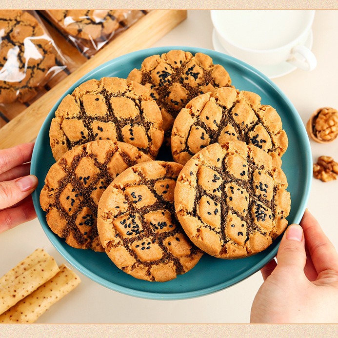 Sihuameng iron stick Yam walnut black sesame sandwich peach cake 500/box