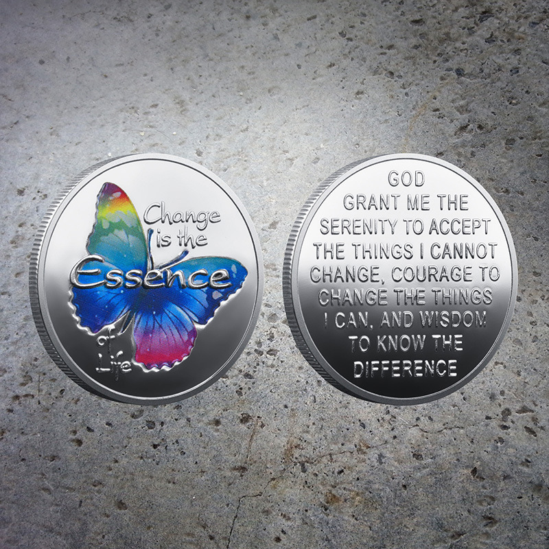 Butterfly Lucky Coin from Cocoon to Butterfly, Inspirational English Coin, Gift for Yourself, Small Gift for Fingertip Play