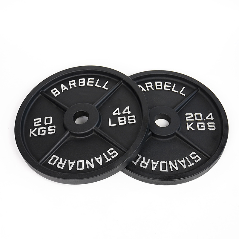 Cross-border wholesale cast iron paint four-tendon weightlifting fitness barbell large hole dumbbell four-tendon barbell