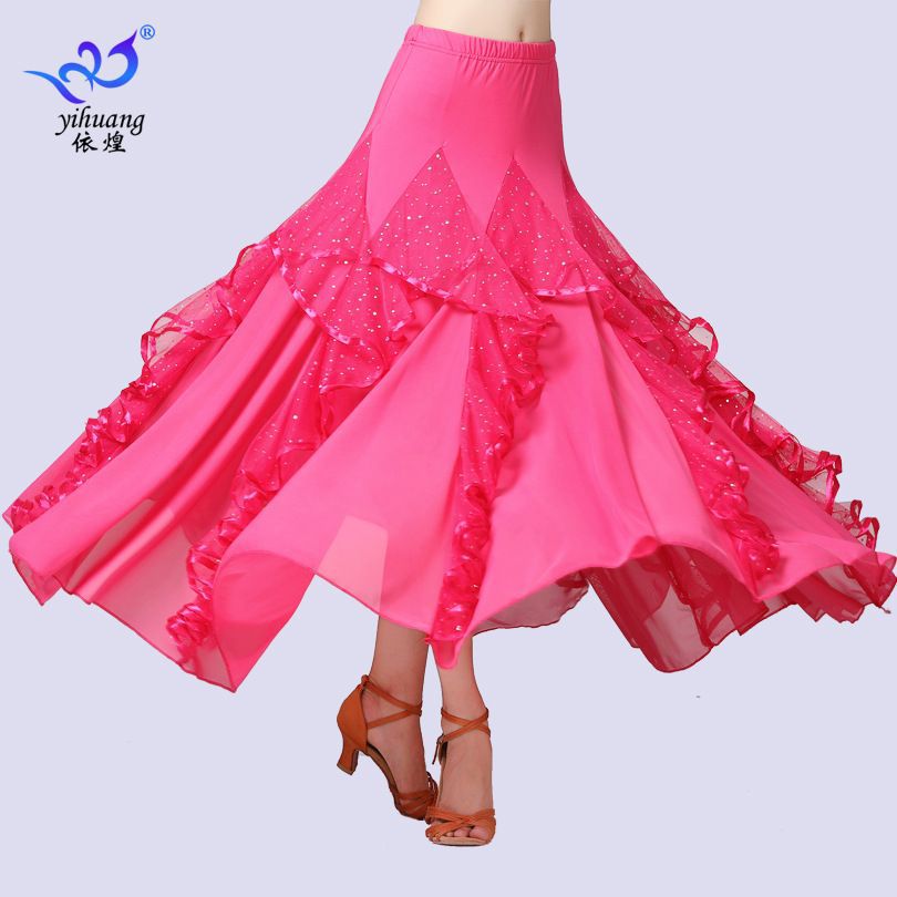 New Ballroom Dance Dress Sequin Long Dress Modern Dance Skirt Square Dance Big Dress Practice Dress Performance Dress