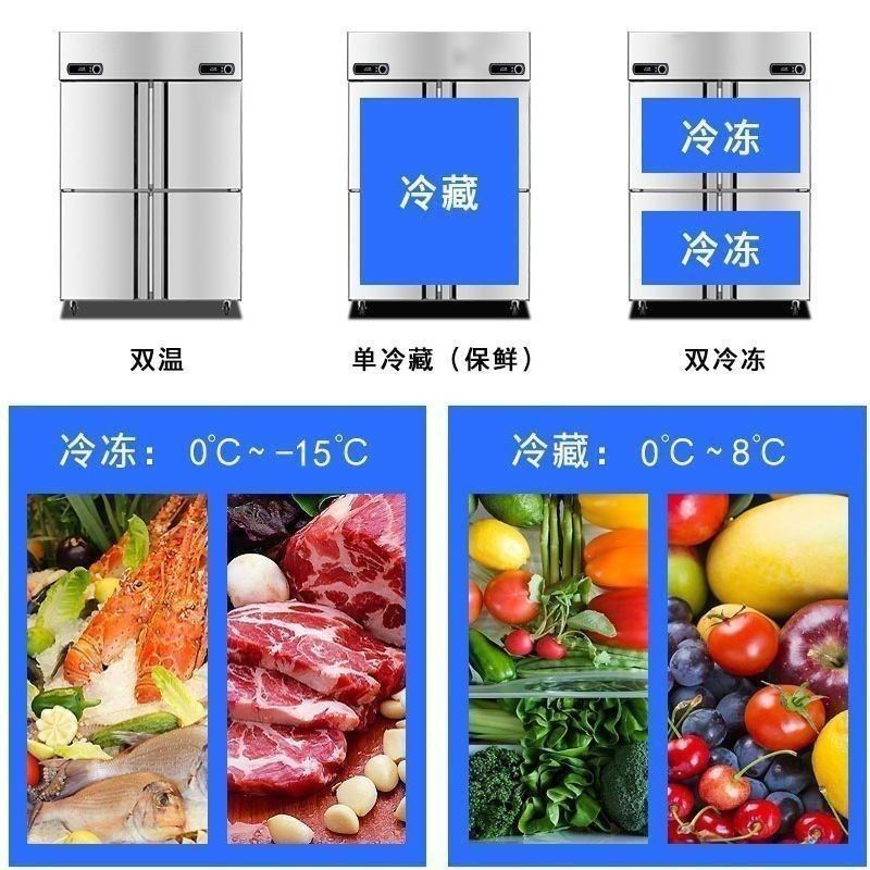 Four-door Double-temperature Refrigerator Commercial Kitchen Four-door Freezer Vertical Large-capacity Freezer Refrigerated Freezer Fresh-keeping Cabinet