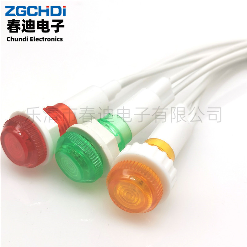 Индикаторный свет XD10-6 с высоким головкой красный желтый зеленый отверстие 10MM силовой сигнал 12/24/220V LED с проводом