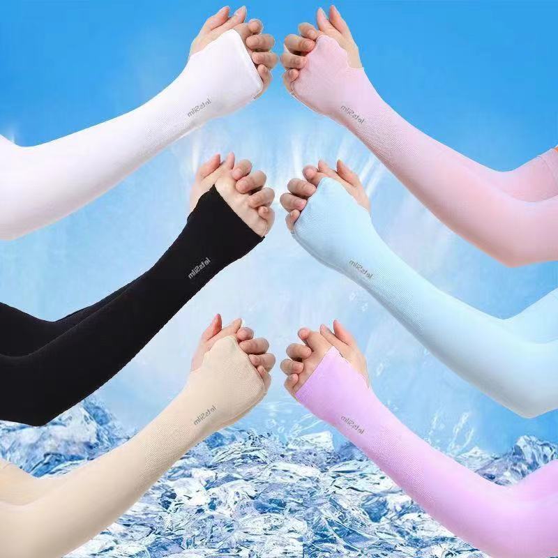 Summer Sun Protection Ice Sleeves for Men and Women, Ice Silk Sleeves, Anti-Uv Breathable Gloves, Arm Sleeves, Cycling and Driving Arm Sleeves
