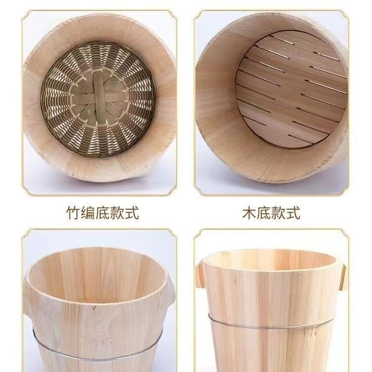 Steamed Rice Wooden Barrel Rice Barrel Commercial Household Steamed Rice Barrel Chinese Fir Steamer Muzhengzi Rural Old-fashioned Glutinous Rice Bamboo Bottom