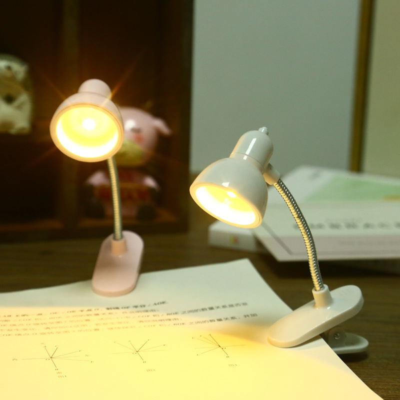 Creative night light led mini small table lamp warm light with clip student dormitory eye protection study reading lamp bedside