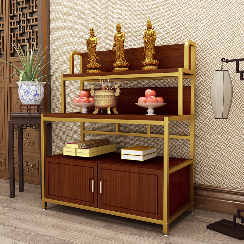 L7 New Chinoiserie Standing Cabinet Buddhist Niche Accessible Luxury Small Offering Table Buddha Table Incense Case Home Offering Table Tribute Table Three-Layer Incense Fire Case