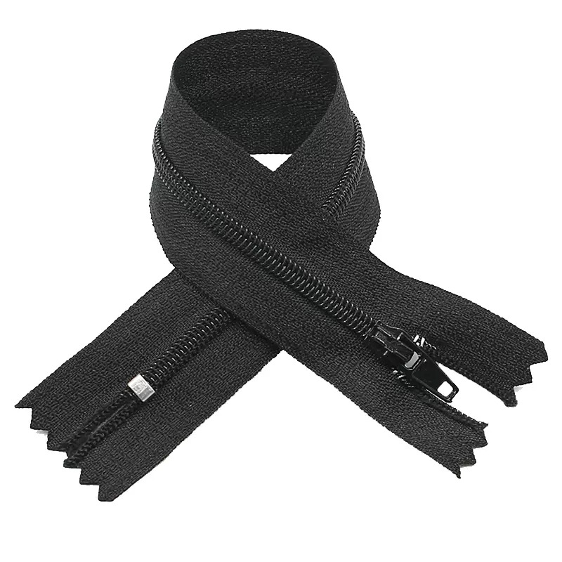 Factory Stock No. 3 and No. 5 Nylon Closed-End Zippers for Clothing, Bags, Closed Pants, Self-Locking Placket Zippers Wholesale