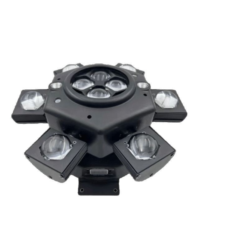 Atmosphere light six-arm beam shaking head light stage infinite rotating bee eye laser light bar disco voice control ktv light