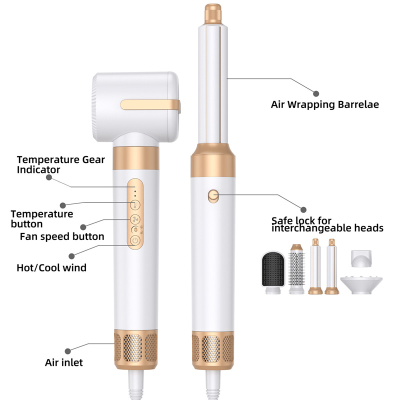 Cross-Border Multifunctional High-Speed Hair Dryer Seven-In-One Styling Comb Hair Dryer Comb Hair Dryer Curling Iron All-In-One Hair Dryer