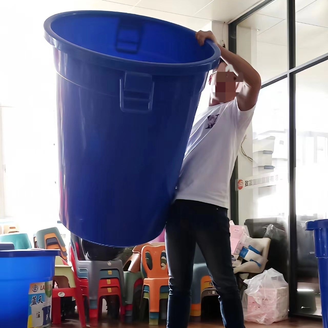 Бочка для хранения воды из пластика пищевого класса Huamao, большая емкость с крышкой, толстая бочка для домашнего использования