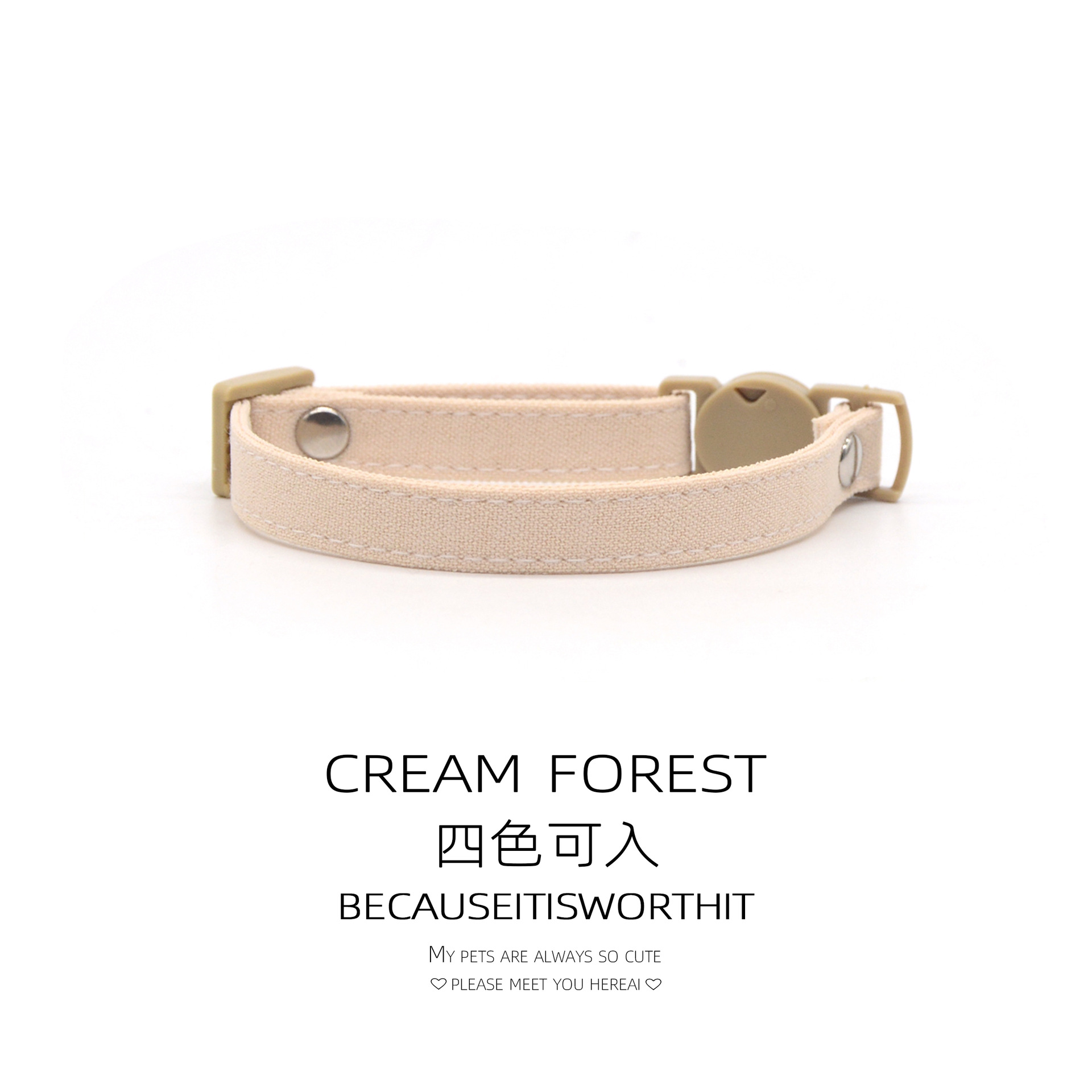 Lightweight and Lightweight Cat Collar in stock Cotton and Linen Lightweight Safety Buckle Small Dog Decorative Collar Necklace Dog Solid Color