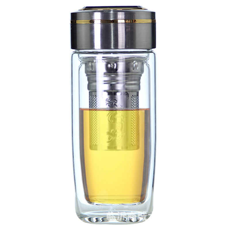 Internet-famous double-layer glass with strainer goose egg cup explosion-proof crystal tea water separation cup car men's tea making