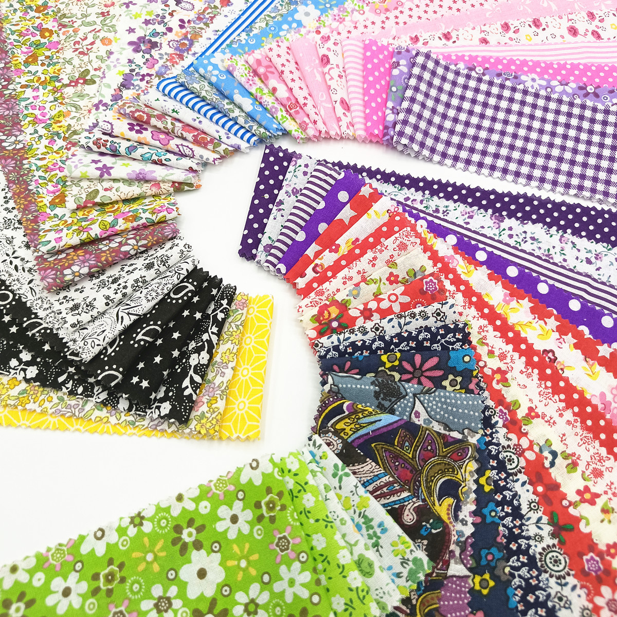 50 Pieces of Pure Cotton Fabric Floral Handmade DIY Fabric Beginner Patchwork Small Fabric Set Fabric Scraps