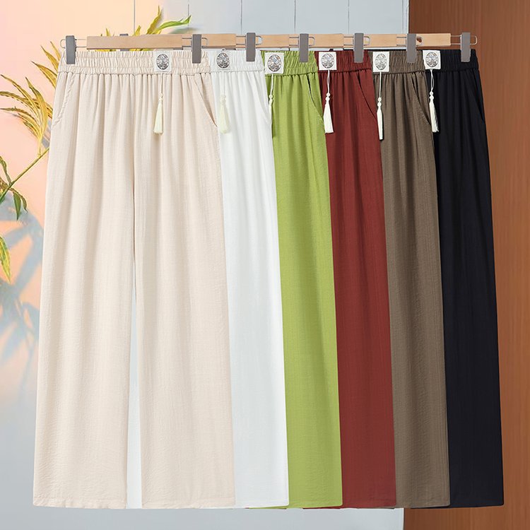 Дропшиппинг, летние новые ретро брюки с эластичной талией, стройнящие, универсальные