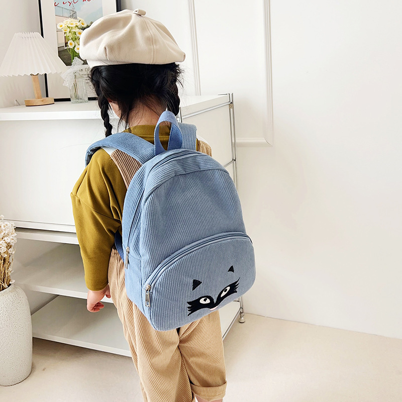 Customized Export Personalized Embroidery Cute Bear Backpack Corduroy Student School Bag Large Capacity Backpack Cartoon