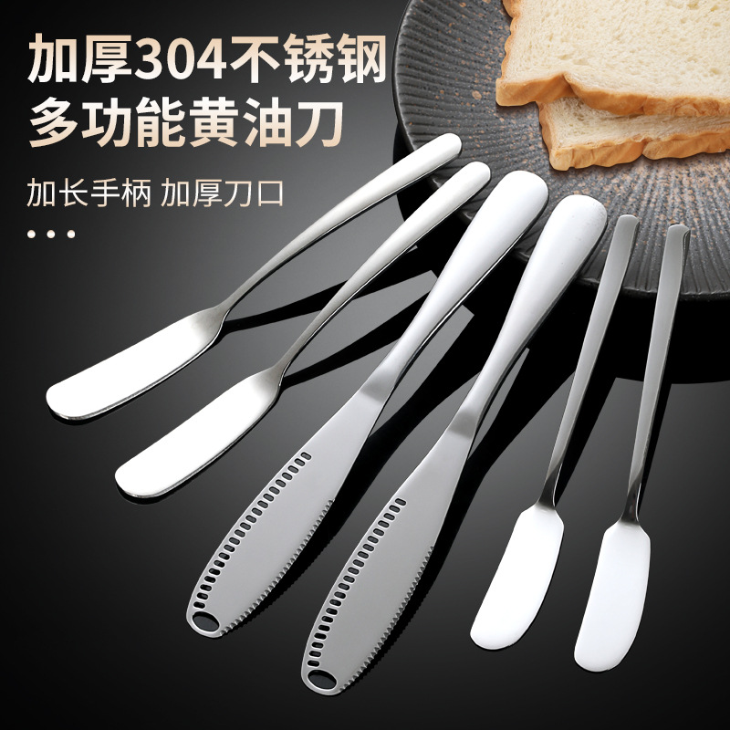Butter Knife 304 Stainless Steel Butter Knife Butter Knife Spread Jam Bread Cheese Knife with Hole Spatula Export