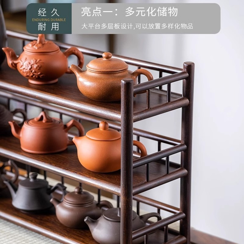 Chinese Style Desktop Teapot Rack Small Bogu Rack Tea Cup Rack Tea Set Storage Rack Tea Room Tea Table Cup Rack