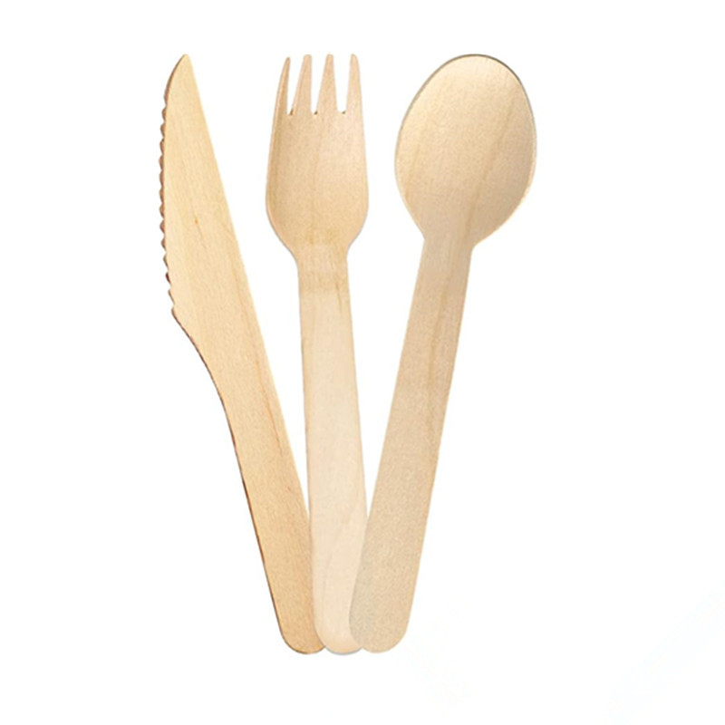 Disposable Knife, Fork and Spoon Wooden Tableware Cake Knife Fruit Salad Fork Dessert Ice Cream Spoon Manufacturer Wholesale