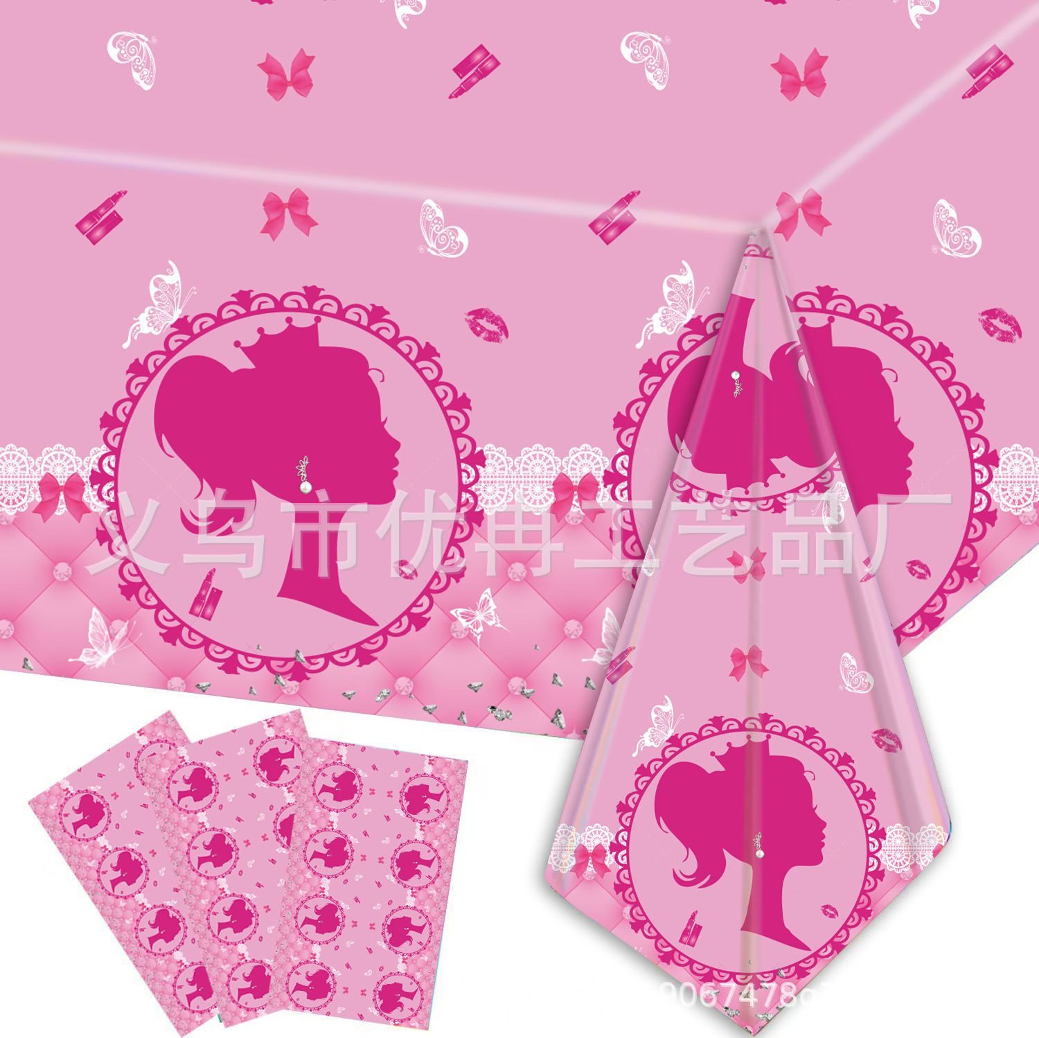 Розовая тема Барби 137*274см одноразовая пластиковая скатерть, праздничные украшения