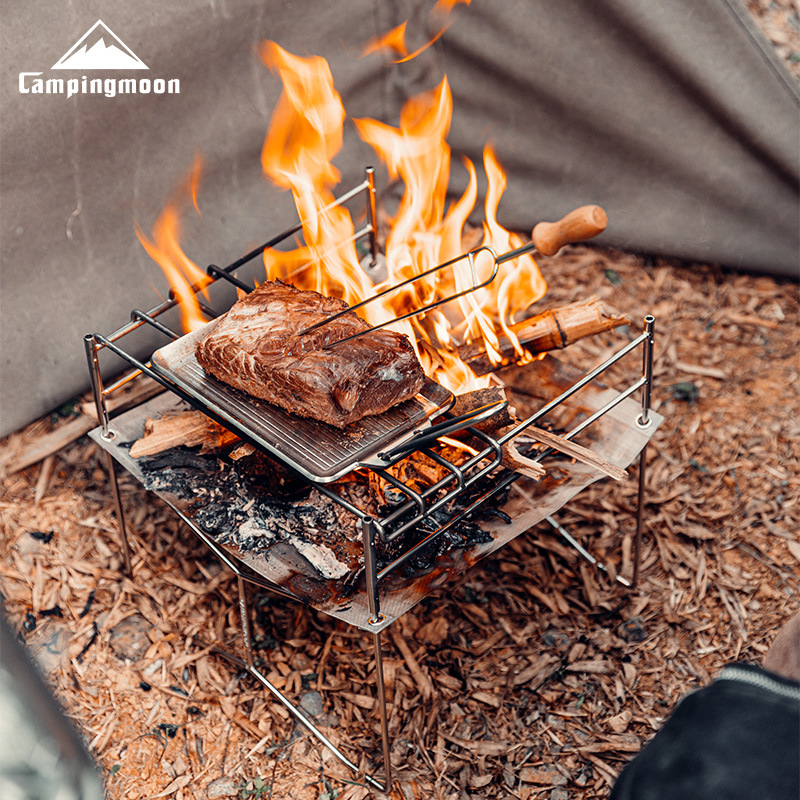 Coleman SOLO-303 Large Stainless Steel Solo Fire Table L Foldable with Storage Bag with Barbecue Net