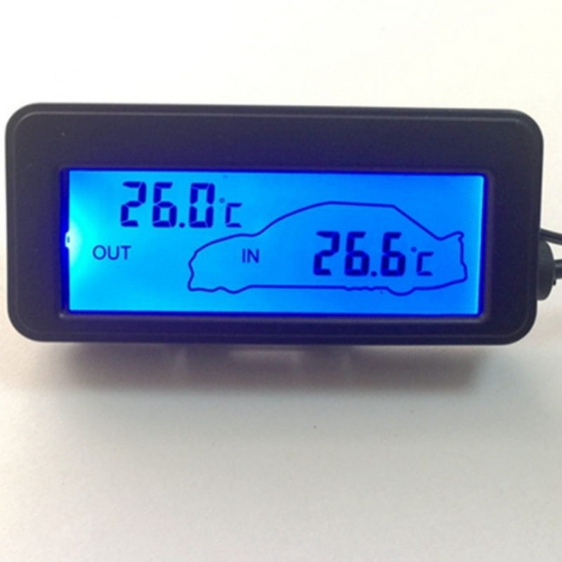 Мини LCD термометр для автомобиля с двойным измерением температуры 12V