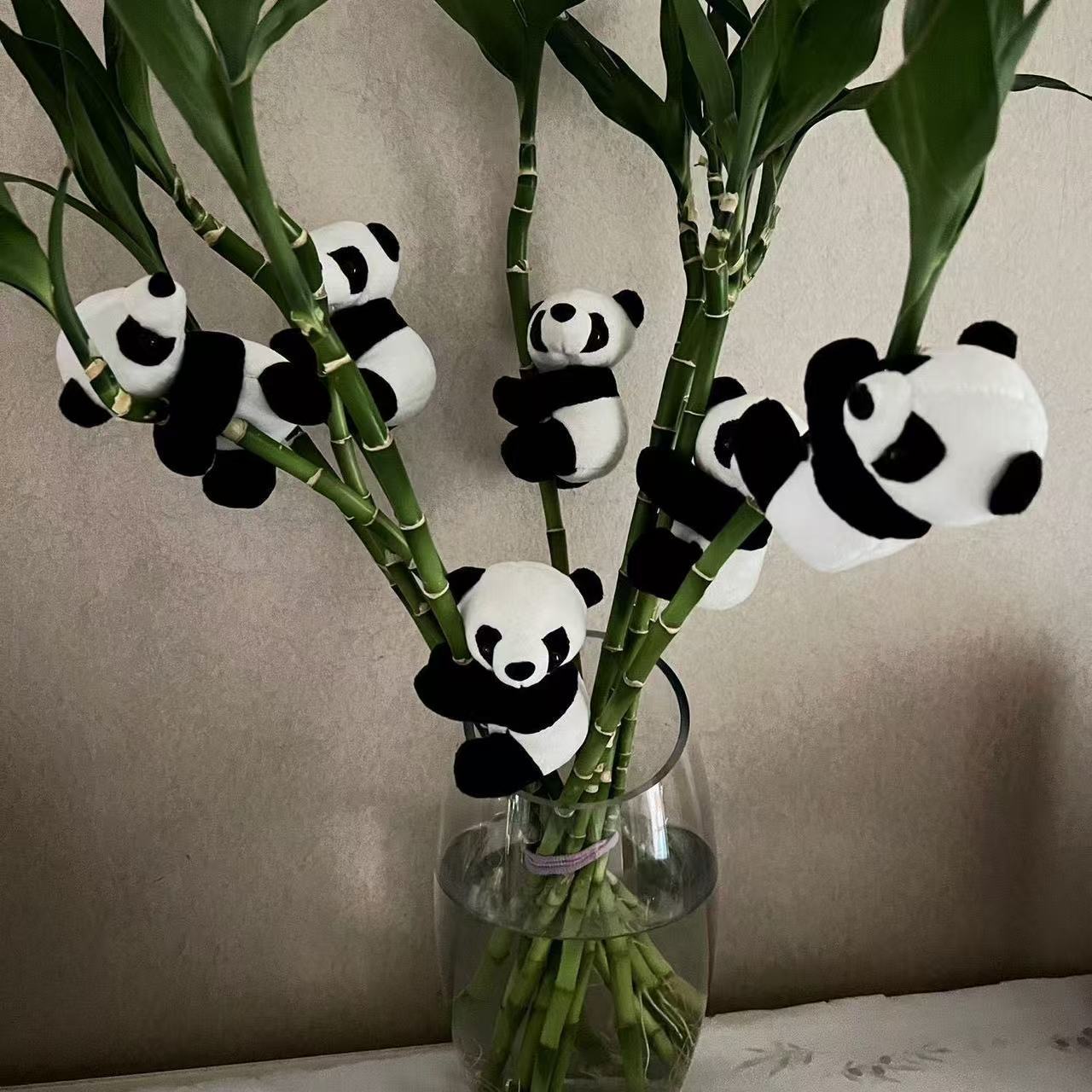 Mini Panda Plush Clip for Bedroom Potted Plants Creative Gift Desktop Plush Toy Cute Small Pendant