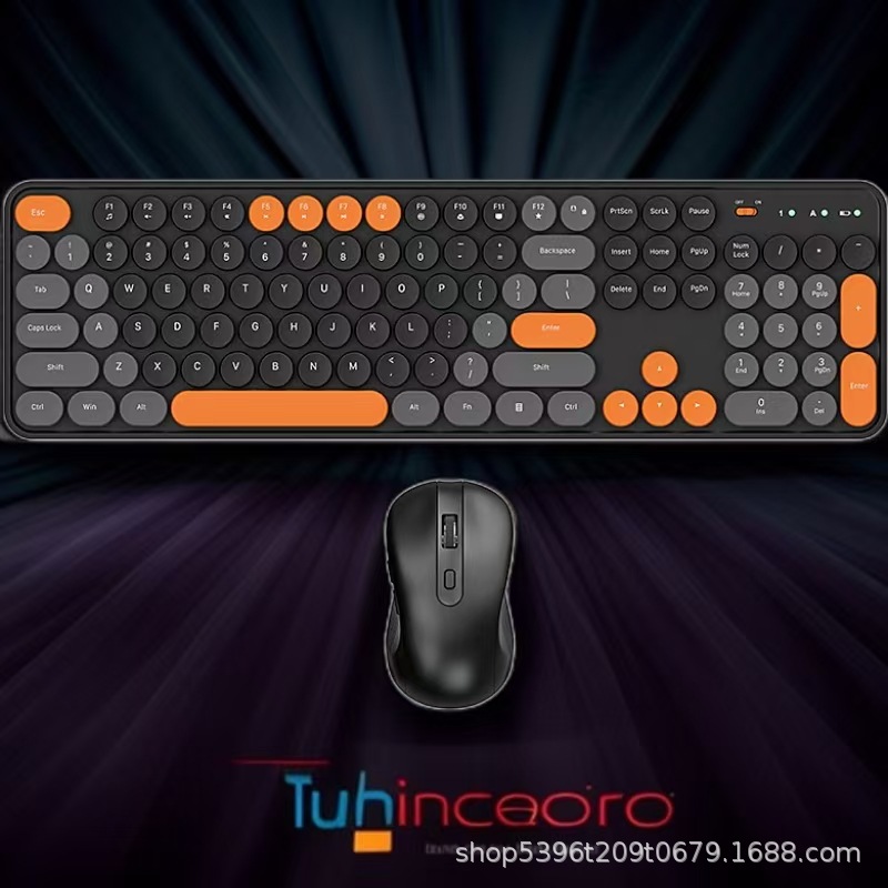 Factory Direct Retro Wireless Keyboard suit Hot-selling Macaron Mouse Office Mouse and Keyboard for Home