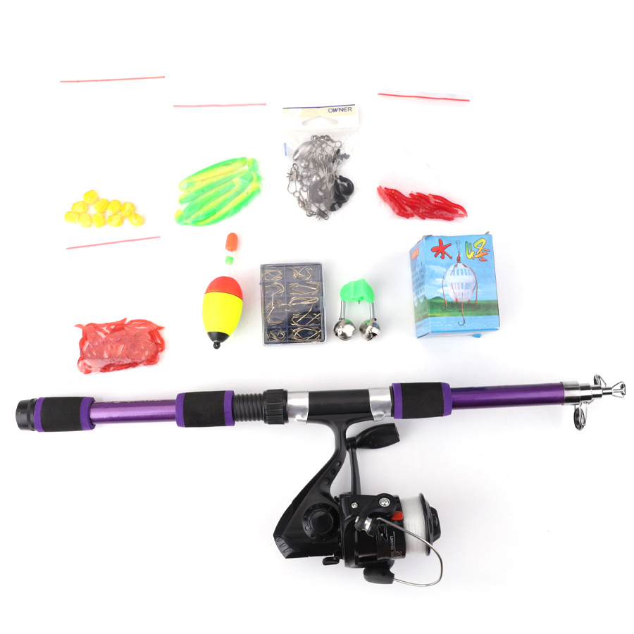 FTK sea pole suit 55-piece set 1.8 m telescopic Luya portable suit novice combination soft bait carp fishing cross-border batch