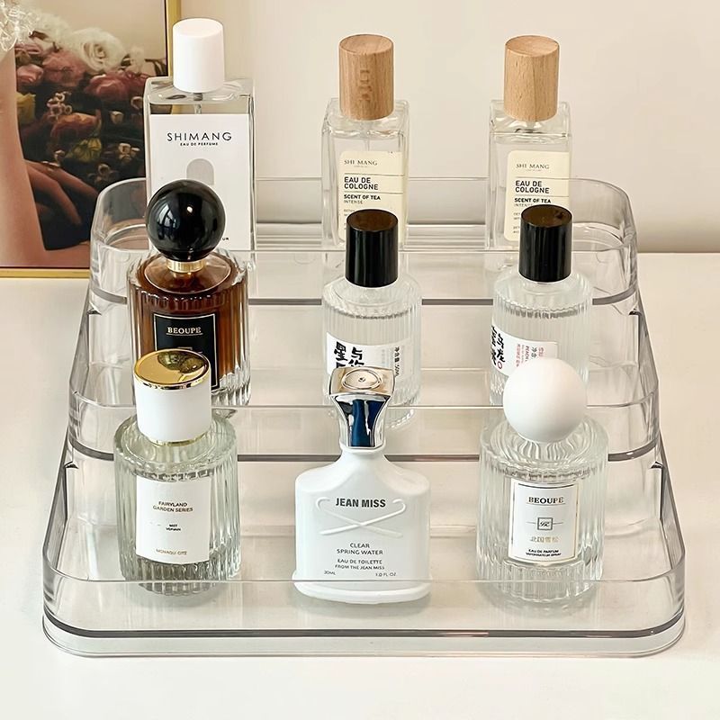 Desktop Perfume Storage Rack Dresser Cosmetic Storage Box High Color Transparent Acrylic Ladder Display Shelf