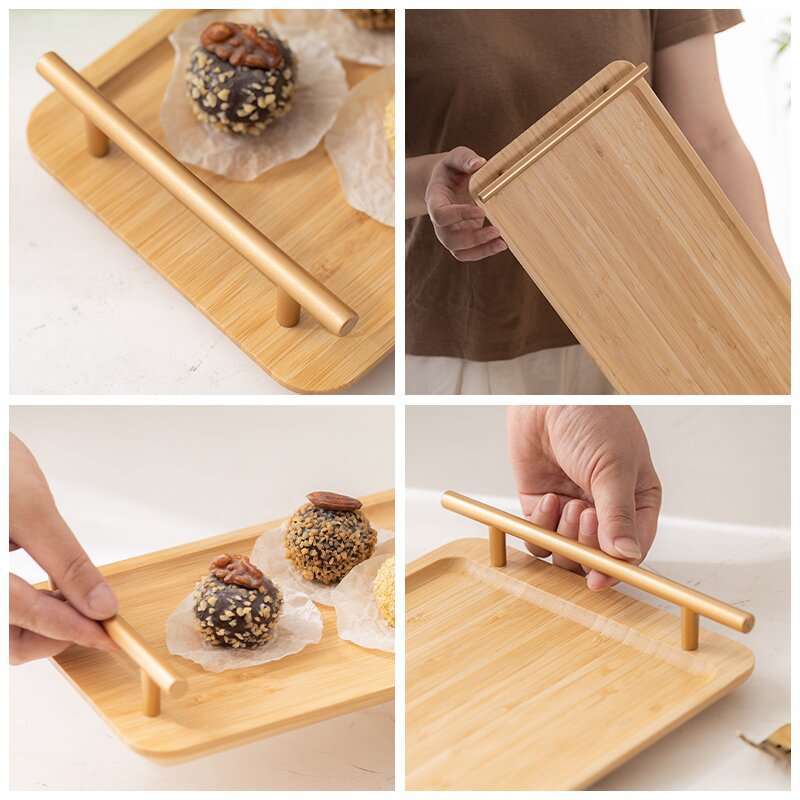 Bamboo Tray Japanese Style Nordic Style Handler Fruit Tray Household Rectangular Sushi Tray Catering Storage Tray
