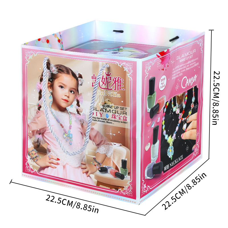 Beaded DIY Accessories Kidsren's Hair Accessories Necklace Bracelet Jewelry Gift Box Set Girls Birthday Gift Colorful Beads