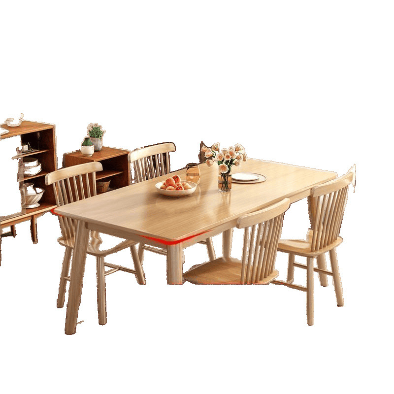 Solid Wood Dining Table Solid Wood Modern Simple Rectangular Table and Chair Combination Table Dining Table Dining Table Home Small Apartment Wholesale