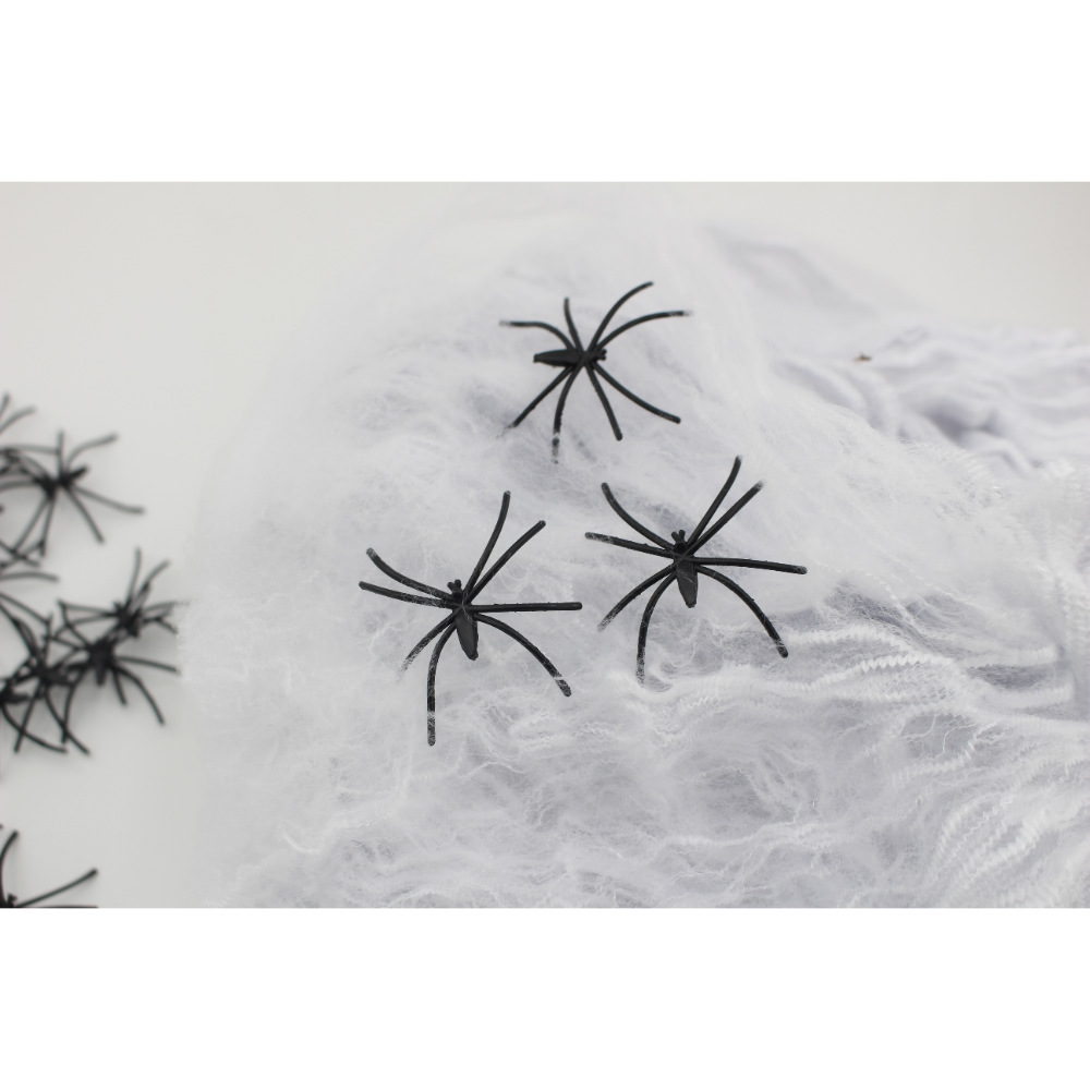 Halloween spider cotton with small spider long legs Black octagonal simulation spider decoration atmosphere scene layout cross-border