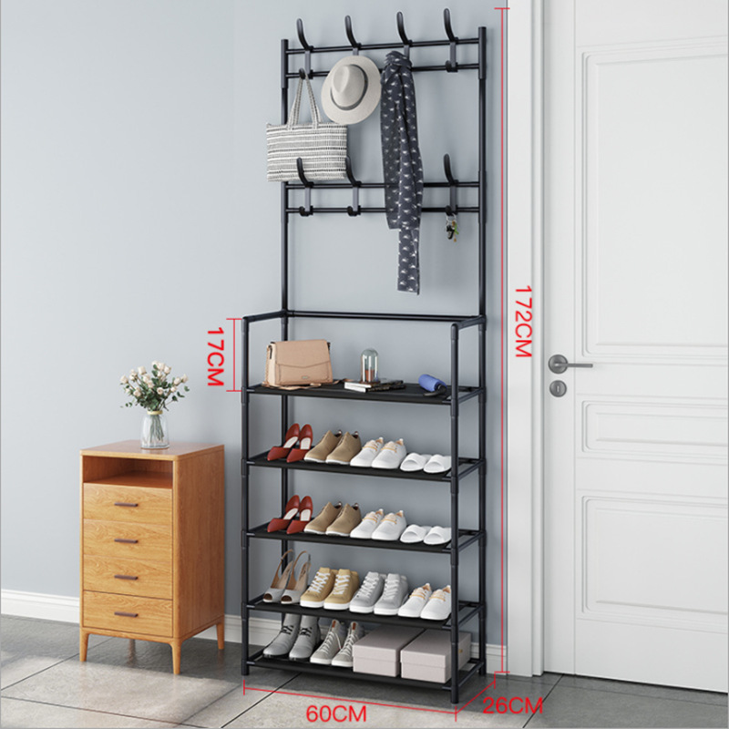New Floor Shoes and Hats Rack Clothes Rack Integrated Combination Door Shoes Rack Coat Rack Hanger Household Shoes and Hats Rack