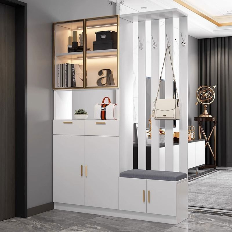 Italian Light Luxury Entrance Cabinet Shoe Cabinet Integrated Modern Simple Living Room Screen Entrance Partition Cabinet Shoe Changing Stool Wine Cabinet Factory