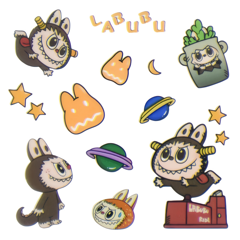 LABUBU cute cartoon hand account sticker creative children's hand account sticker pvc goo card sticker optional DIY sticker