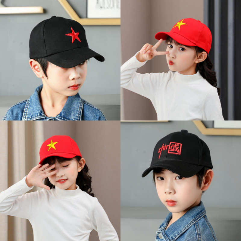 Весна и осень, детская бейсболка с пятиконечной звездой, красная шапка для мальчиков и девочек