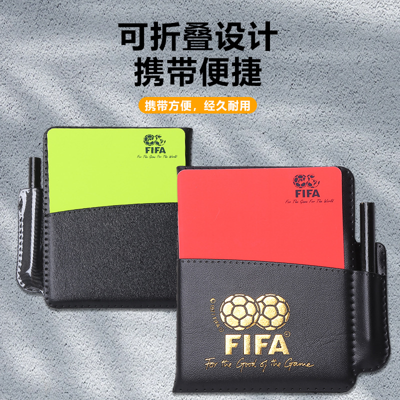 Special Red and Yellow Card Record Book for Football Competitions, Red Brand Yellow Card Referee Supplies with Leather Sheath Pencil Referee Record Paper
