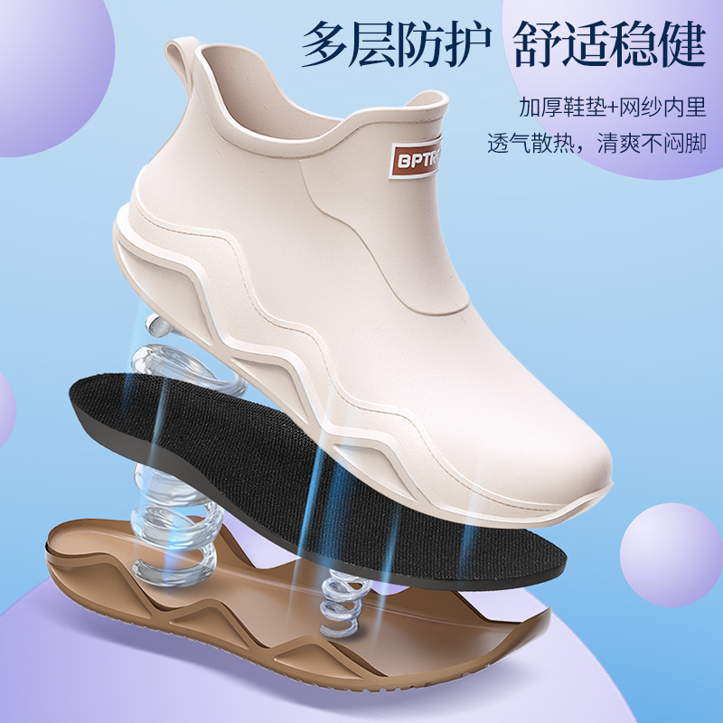 New waterproof shoes men's and women's rain boots for lovers rain boots Korean rubber shoes non-slip short tube fashion Joker export